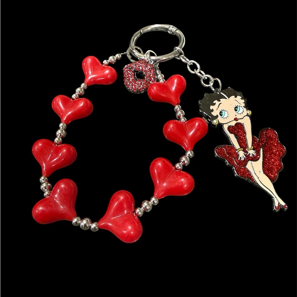 Betty Boop Heart Charm Keychain